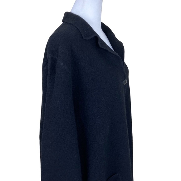 Charter Club Vintage 100% Wool Collared Cardigan Shacket Black Minimalist Sz 2X - Picture 6 of 16